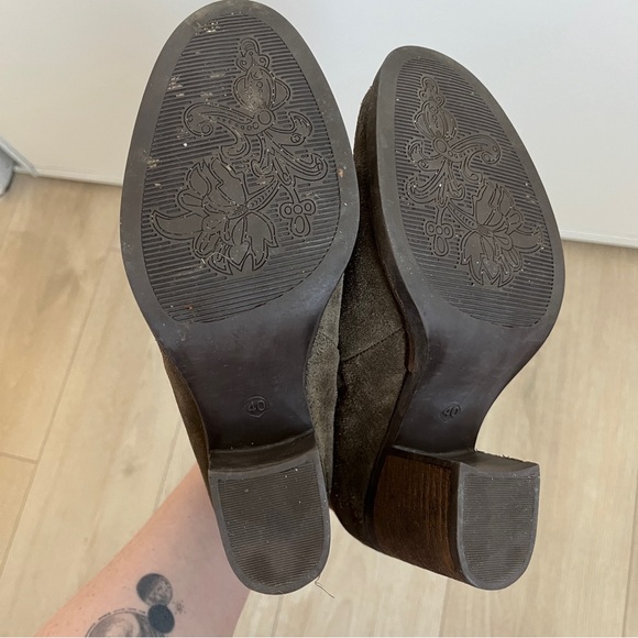 Suede Ankle Bootie in Sage Green - Picture 6 of 12